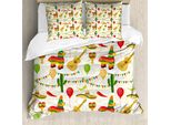 Abakuhaus Cinco De Mayo Set Copripiumino Per Letti Singoli, Elementi Folk Messicani, Antiacaro, Adatto A Chi Soffre Di Allergie, Con Federa, 155 Cm X 220 Cm - 80 X 80 Cm, Multicolore
