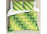 Set Copripiumino Abakuhaus Per Letti Singoli, Motivo Geometrico Verde Diagonale, Antiacaro, Adatto A Chi Soffre Di Allergie, Con Federa, 200 Cm X 200 Cm - 80 X 80 Cm, Verde Smeraldo
