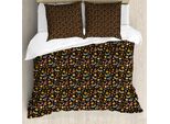 Abakuhaus Set Copripiumino Per Letti Singoli, Tonalità Terra, Motivo Floreale Selvatico, Antiacaro, Adatto A Chi Soffre Di Allergie, Con Federa, 200 Cm X 200 Cm - 80 X 80 Cm, Bordeaux Multicolore