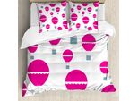 Abakuhaus Set Copripiumino Per Letto Singolo, Motivo Monocromatico A Mosche, Antiacaro, Adatto A Chi Soffre Di Allergie, Con Federa, 200 Cm X 200 Cm - 80 X 80 Cm, Magenta Pallido Blu Ardesia