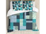 Abakuhaus Set Copripiumino Astratto Per Letti Singoli, Forme Rettangolari Moderne, Antiacaro, Adatto A Chi Soffre Di Allergie, Con Federa, 155 Cm X 220 Cm - 80 X 80 Cm, Multicolore