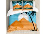 Abakuhaus Set Copripiumino Per Letti Singoli, Deserto E Piramidi, Antiacaro, Adatto A Chi Soffre Di Allergie, Con Federa, 200 Cm X 200 Cm - 80 X 80 Cm, Pesca Scuro Verde Blu