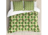 Abakuhaus Set Copripiumino Per Letto Singolo Philodendron, Motivo Foglie Esotiche, Antiacaro, Adatto A Chi Soffre Di Allergie, Con Federa, 155 Cm X 220 Cm - 80 X 80 Cm, Fern Green Multicolor