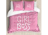 Abakuhaus Set Copripiumino Per Letto Singolo Da Ragazza, Design Femminile Rosa, Antiacaro E Anallergico Con Federa, 155 Cm X 220 Cm - 80 X 80 Cm, Rosa Pastello