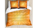 Abakuhaus Set Copripiumino Per Letti Singoli, Effetto Sunburst E Cammelli, Antiacaro, Adatto A Chi Soffre Di Allergie, Con Federa, 155 Cm X 220 Cm - 80 X 80 Cm, Grigio Antracite Arancione