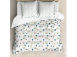 Abakuhaus Set Copripiumino Per Letti Singoli, Fiori Di Tarassaco Doodle, Antiacaro, Adatto A Chi Soffre Di Allergie, Con Federa, 155 Cm X 220 Cm - 80 X 80 Cm, Blu Petrolio E Arancione
