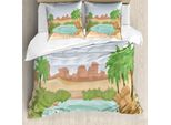 Abakuhaus Set Copripiumino Per Letti Singoli, Scenic Ostsahara Vibes, Antiacaro, Adatto A Chi Soffre Di Allergie, Con Federa, 155 Cm X 220 Cm - 80 X 80 Cm, Multicolore