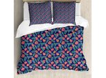 Abakuhaus Set Copripiumino Per Letto Singolo Philodendron, Botanical Leaves, Antiacaro, Adatto A Chi Soffre Di Allergie, Con Federa, 155 Cm X 220 Cm - 80 X 80 Cm, Indigo Burnt Sienna