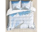 Abakuhaus Set Copripiumino Per Letto Singolo Snowy Trees, Strada In Montagna, Antiacaro, Adatto A Chi Soffre Di Allergie, Con Federa, 200 Cm X 200 Cm - 80 X 80 Cm, Multicolore