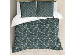 Set Copripiumino Botanico Abakuhaus Per Letti Singoli, Elementi Boschivi E Macchie, Antiacaro, Adatto A Chi Soffre Di Allergie, Con Federa, 155 Cm X 220 Cm - 80 X 80 Cm, Multicolore