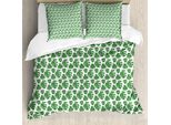 Abakuhaus Set Copripiumino Philodendron Per Letti Singoli, Foglie Disegnate In Dettaglio, Antiacaro, Adatto A Chi Soffre Di Allergie, Con Federa, 200 Cm X 200 Cm - 80 X 80 Cm, Verde Felce E Bianco