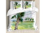 Abakuhaus Set Copripiumino Per Letto Singolo, Dipinto Ad Acquerello Natur, Antiacaro, Adatto A Chi Soffre Di Allergie, Con Federa, 155 Cm X 220 Cm - 80 X 80 Cm, Pale Taupe Multicolor