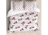 Abakuhaus Set Copripiumino Per Letto Singolo, Rose E Foglie Vintage, Antiacaro, Adatto A Chi Soffre Di Allergie, Con Federa, 200 Cm X 200 Cm - 80 X 80 Cm, Rosa Corallo Baby
