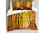 Abakuhaus Set Copripiumino Autunnale Per Letti Singoli, Paesaggio Boschivo Autunnale, Antiacaro, Adatto A Chi Soffre Di Allergie, Con Federa, 155 Cm X 220 Cm - 80 X 80 Cm, Multicolore