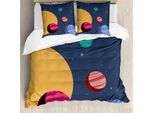 Abakuhaus Set Copripiumino Per Letti Singoli, Cartoon Pianeti Colorati, Antiacaro Adatto A Chi Soffre Di Allergie Con Federa, 200 Cm X 200 Cm - 80 X 80 Cm, Multicolore