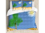 Abakuhaus Set Copripiumino Per Letto Singolo, Paesaggio E Un Albero Singolo, Antiacaro, Adatto A Chi Soffre Di Allergie, Con Federa, 200 Cm X 200 Cm - 80 X 80 Cm, Blu Azzurro Multicolore