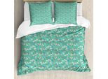 Abakuhaus Set Copripiumino Per Letti Singoli, Fiori Budding Spring Time, Antiacaro, Adatto A Chi Soffre Di Allergie, Con Federa, 200 Cm X 200 Cm - 80 X 80 Cm, Multicolore Seafoam Scuro