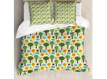 Abakuhaus Set Copripiumino Con Caricatura Per Letti Singoli, Smile Nature Elements, Antiacaro, Adatto A Chi Soffre Di Allergie, Con Federa, 200 Cm X 200 Cm - 80 X 80 Cm, Multicolore