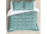 Abakuhaus Set Copripiumino Geometrico Per Letti Singoli, Motivo Rotondo Moderno, Antiacaro, Adatto A Chi Soffre Di Allergie, Con Federa, 200 Cm X 200 Cm - 80 X 80 Cm, Verde Acqua Multicolore