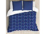 Abakuhaus Set Copripiumino Peacock Per Letti Singoli, Decorato Con Motivo Uccelli, Antiacaro, Adatto A Chi Soffre Di Allergie, Con Federa, 200 Cm X 200 Cm - 80 X 80 Cm, Indaco Avorio Blu Mare