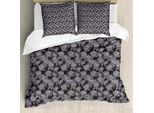 Abakuhaus Set Copripiumino Per Letto Singolo, Bouquet Di Ortensie E Foglie, Antiacaro E Anallergico, Con Federa, 155 Cm X 220 Cm - 80 X 80 Cm, Taupe Mauve