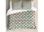 Abakuhaus Set Copripiumino Esotico Per Letti Singoli, Composizioni Floreali Colorate, Antiacaro, Adatto A Chi Soffre Di Allergie, Con Federa, 200 Cm X 200 Cm - 80 X 80 Cm, Multicolore