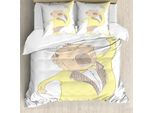 Abakuhaus Set Copripiumino Per Letto Singolo, Singen Man Pastellskizze, Antiacaro, Adatto A Chi Soffre Di Allergie, Con Federa, 155 Cm X 220 Cm - 80 X 80 Cm, Yellow Cocoa