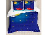 Abakuhaus Set Copripiumino Per Letto Singolo, Stile Origami, Barca, Antiacaro, Adatto A Chi Soffre Di Allergie, Con Federa, 155 Cm X 220 Cm - 80 X 80 Cm, Lavanda Scuro Multicolore