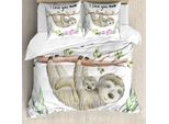 Abakuhaus Ti Voglio Bene, Mamma Set Copripiumino Per Letto Singolo, Mamma Bradipo E Cucciolo, Antiacaro, Adatto A Chi Soffre Di Allergie, Con Federa, 200 Cm X 200 Cm - 80 X 80 Cm, Multicolore