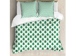 Abakuhaus Set Copripiumino Per Letto Singolo Philodendron, Monstera Monocromatico, Antiacaro, Adatto A Chi Soffre Di Allergie, Con Federa, 155 Cm X 220 Cm - 80 X 80 Cm, Verde Bianco