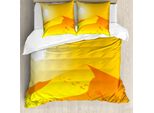 Abakuhaus Set Copripiumino Per Letti Singoli, Sand Hills Sun E Impronte, Antiacaro, Adatto A Chi Soffre Di Allergie, Con Federa, 155 Cm X 220 Cm - 80 X 80 Cm, Giallo Arancione