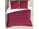 Abakuhaus Set Copripiumino Botanico Per Letti Singoli, Rami Fioriti Primaverili, Antiacaro, Adatto A Chi Soffre Di Allergie, Con Federa, 155 Cm X 220 Cm - 80 X 80 Cm, Lampone Melanzana