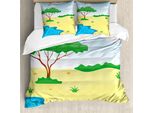 Set Copripiumino Da Letto Singolo Abakuhaus, Stile Cartone Animato Piccolo Stagno, Antiacaro, Adatto A Chi Soffre Di Allergie, Con Federa, 200 Cm X 200 Cm - 80 X 80 Cm, Multicolore