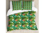 Abakuhaus Set Copripiumino Tropicale Per Letti Singoli, Close Up Exotische Plantation, Antiacaro, Adatto A Chi Soffre Di Allergie, Con Federa, 200 Cm X 200 Cm - 80 X 80 Cm, Multicolore