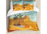 Abakuhaus Set Copripiumino Per Letto Singolo, Hills Palme Con Laghetto, Antiacaro, Adatto A Chi Soffre Di Allergie, Con Federa, 155 Cm X 220 Cm - 80 X 80 Cm, Multicolore