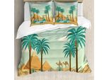 Abakuhaus Set Copripiumino Per Letti Singoli, Wildlife Desert Botanical Art, Antiacaro, Adatto A Chi Soffre Di Allergie, Con Federa, 155 Cm X 220 Cm - 80 X 80 Cm, Verde Menta Multicolore