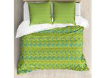 Abakuhaus Set Copripiumino Per Letto Singolo Philodendron, Foglie Estive Moderne, Antiacaro, Adatto A Chi Soffre Di Allergie, Con Federa, 155 Cm X 220 Cm - 80 X 80 Cm, Verde Senape