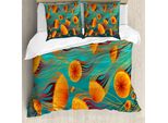 Abakuhaus Set Copripiumino Per Letto Singolo, Tonalità Mandarino, Antiacaro, Adatto A Chi Soffre Di Allergie, Con Federa, 155 Cm X 220 Cm - 80 X 80 Cm, Verde Acqua E Multicolore