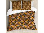 Abakuhaus Set Copripiumino Aborigeno Per Letti Singoli, Rotondo In Tonalità Terra, Antiacaro, Adatto A Chi Soffre Di Allergie, Con Federa, 155 Cm X 220 Cm - 80 X 80 Cm, Multicolore