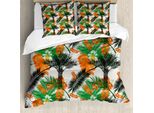 Abakuhaus Set Copripiumino Oase Per Letti Singoli, Palma Da Dattero Con Foglie, Antiacaro, Adatto A Chi Soffre Di Allergie, Con Federa, 200 Cm X 200 Cm - 80 X 80 Cm, Multicolore
