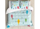 Abakuhaus Set Copripiumino Per Letto Singolo, Sky Travel Cartoon, Antiacaro, Adatto A Chi Soffre Di Allergie, Con Federa, 200 Cm X 200 Cm - 80 X 80 Cm, Multicolore