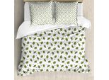 Abakuhaus Set Copripiumino Per Letto Singolo Philodendron, Foglie E Macchie, Antiacaro, Adatto A Chi Soffre Di Allergie, Con Federa, 155 Cm X 220 Cm - 80 X 80 Cm, Verde Oliva E Verde Mela