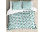 Set Copripiumino Abakuhaus Per Letti Singoli, Motivo Complexity Summer Petals, Antiacaro E Anallergico, Con Federa, 155 Cm X 220 Cm - 80 X 80 Cm, Teal Dusk