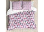 Abakuhaus Set Copripiumino Per Letti Singoli, Motivi Floreali Endemici, Antiacaro, Adatto A Chi Soffre Di Allergie, Con Federa, 200 Cm X 200 Cm - 80 X 80 Cm, Malva Rosa Pallido Bianco
