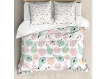 Abakuhaus Set Copripiumino Per Letti Singoli, Mele E Pere In Tonalità Pastello, Antiacaro, Adatto A Chi Soffre Di Allergie, Con Federa, 155 Cm X 220 Cm - 80 X 80 Cm, Blush Seafoam Bianco