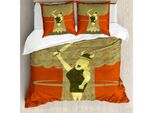 Abakuhaus Set Copripiumino Per Letto Singolo, Grunge Singing Lady, Antiacaro, Adatto A Chi Soffre Di Allergie, Con Federa, 155 Cm X 220 Cm - 80 X 80 Cm, Paprika Kaki