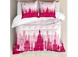 Abakuhaus Set Copripiumino Russo Per Letti Singoli, Caratteristico Della Città Turistica, Antiacaro, Adatto A Chi Soffre Di Allergie, Con Federa, 155 Cm X 220 Cm - 80 X 80 Cm, Rosa Pallido Magenta