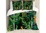Abakuhaus Set Copripiumino Philodendron Per Letti Singoli, Modern Jungle-Platz, Antiacaro Adatto A Chi Soffre Di Allergie Con Federa, 200 Cm X 200 Cm - 80 X 80 Cm, Lime Green Verde Giada