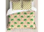 Abakuhaus Set Copripiumino Per Letti Singoli, Palma Ripetitiva, Antiacaro, Adatto A Chi Soffre Di Allergie, Con Federa, 200 Cm X 200 Cm - 80 X 80 Cm, Verde Pesca