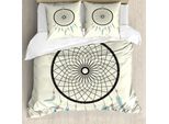 Abakuhaus Set Copripiumino Per Letti Singoli, Motivo Sporco-Acchiappasogni, Antiacaro, Adatto A Chi Soffre Di Allergie, Con Federa, 155 Cm X 220 Cm - 80 X 80 Cm, Crema, Azzurro Pallido, Grigio